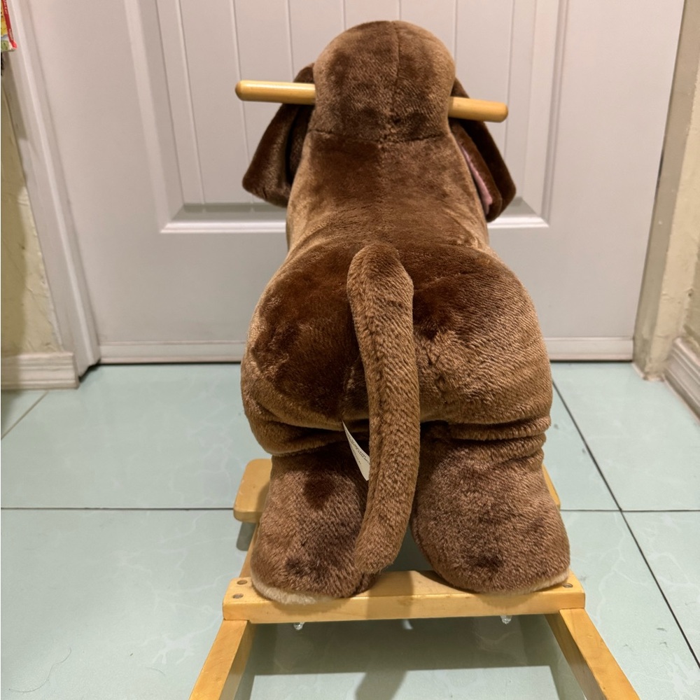 Plush Brown Elephant Rocking Toy - Soft Upholstered Rocker With Sound - Picture 3 of 7